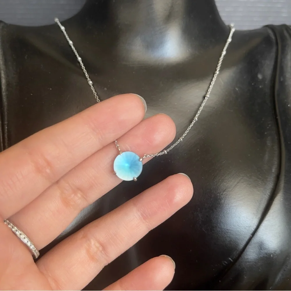 Kendra Scott Blue Gem Silver Tone Jolie Necklace 18 Inch